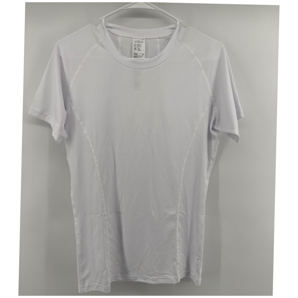 Athlio Mens White Compression Shirt Short Sleeve Training Base Layer  Medium